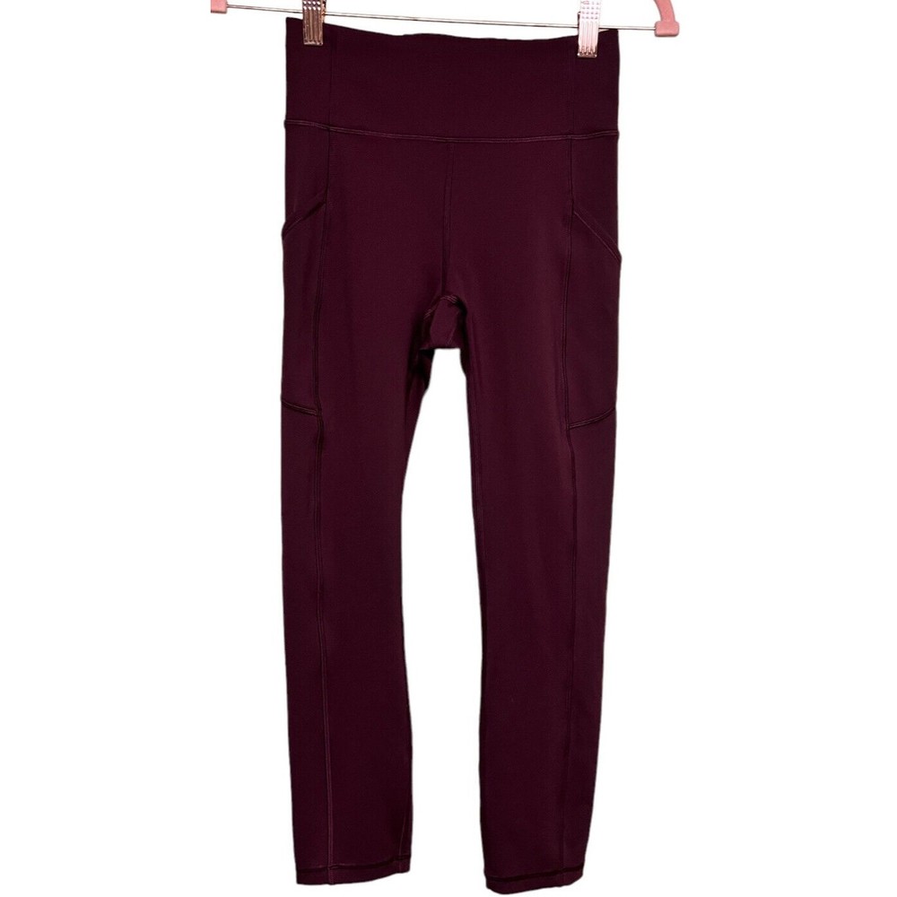 Lululemon Invigorate High‎ Rise Crop 23" Sz 4 Cassis Burgundy